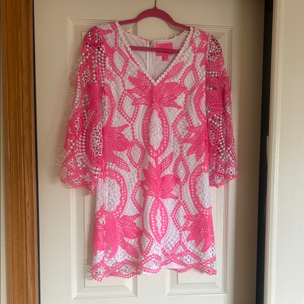 Pink and White Lace Dress